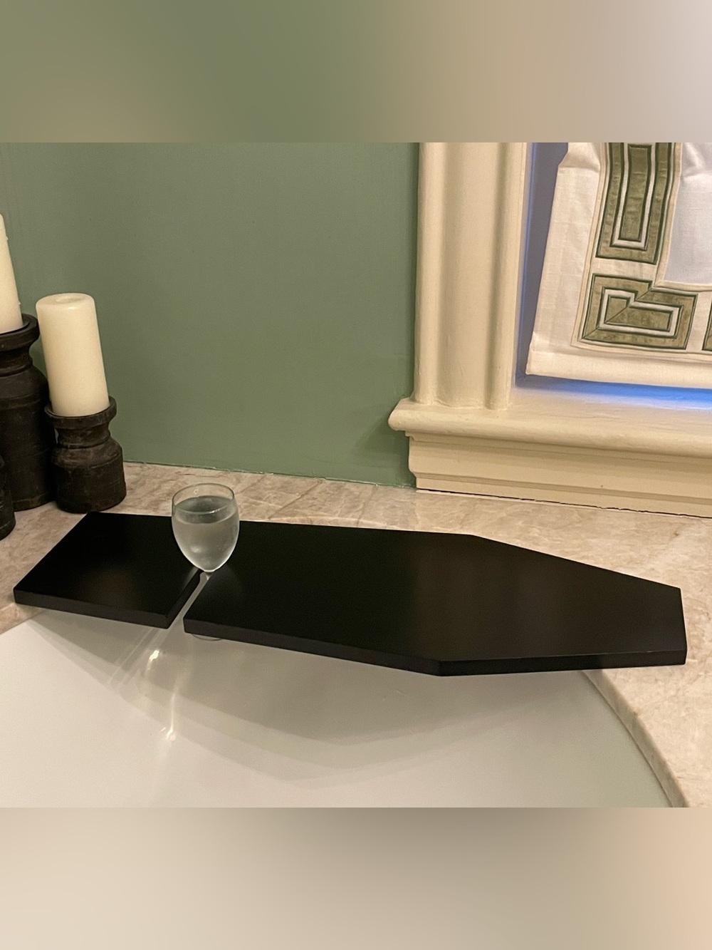 Black Bathtub Caddy Tray - Elegant Bath Accessory